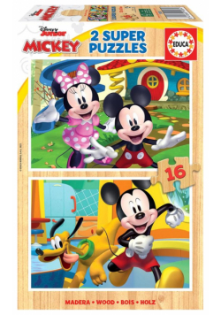 Puzzle 2x16 Myszka Miki Minnie (drewniane) G3