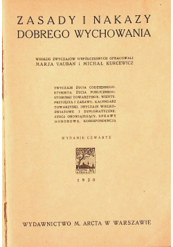 Zasady i nakazy dobrego wychowania 1930 r.