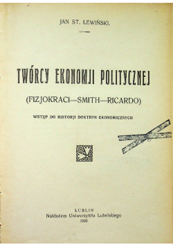Twórcy ekonomii politycznej 1920 r.