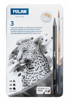 Ołówek bezdrzewny 3 rodzaje + pędzelek + gumki