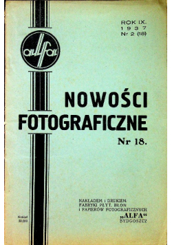 Nowości fotograficzne nr 18 1937 r.
