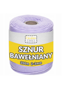 Sznurek do makramy bawełniany 3mmx200m fioletowy