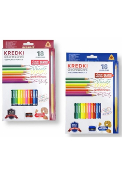 Kredki ołówkowe trójkątne + temperówka 18 kolorów