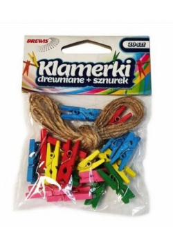 Klamerki + sznurek kolorowe 20szt