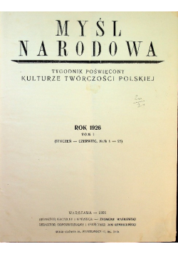Myśl Narodowa rok 1926 tom 1 nr 1 27 1926 r.