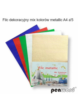 Filc dekoracyjny MIX kolorów metalicznych A4 5szt