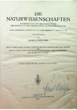 Die Naturwissenschaften 1927 r.