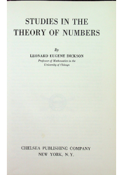 Studies in the theory of numbers