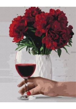 Malowanie po numerach - Piwonia i wino 40x50cm