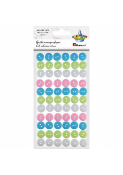 Guziki plastikowe samoprzylepne pastel 66szt