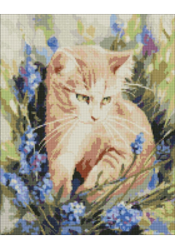 Diamentowa mozaika - Kotek w kwiatach 40x50cm