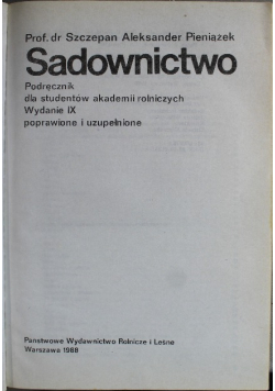 Sadownictwo Podręcznik dla studentów akademii rolniczych