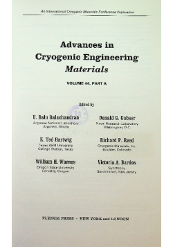 Advances In Cryogenic Engineering Materials volume 44 part A