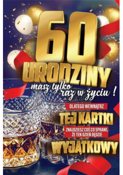 Karnet Urodzinowy 60 + naklejka