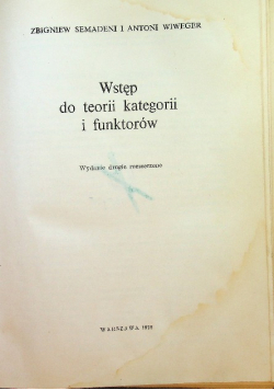 Wstęp do teorii kategorii i funktorów