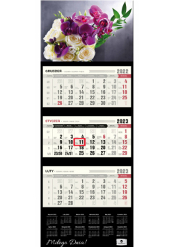 Kalendarz 2023 ścienny Trójdzielny Premium Bukiet