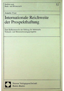 Internationale Rechiweite der Prospekthaftung