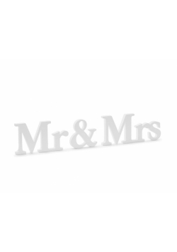 Drewniany napis Mr & Mrs biały 50x9,5cm