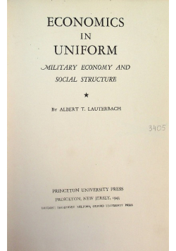 Economics in Uniform Military Economy and Social Structure 1943 r.