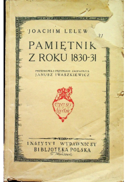 Pamiętnik z roku 1830 - 31 1924 r.