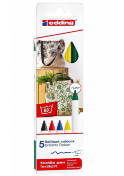 Markery do tkanin 5 kol. podstawowych etui EDDING