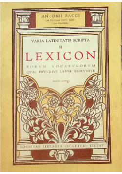 Varia Latinitatis Scripta II Lexicon 1948 r.