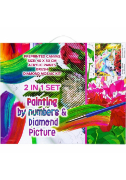 Zestaw 2w1: diamentowa mozaika, płótno 40x50 89694