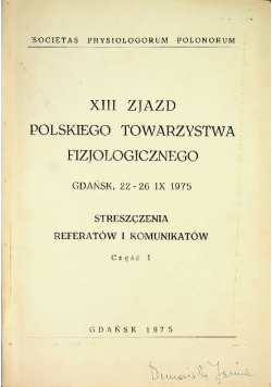 XIII Zjazd Polskiego Towarzystwa Fizjologicznego