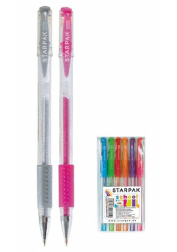 Długopis żelowy z gripem brokat 6 kolorów