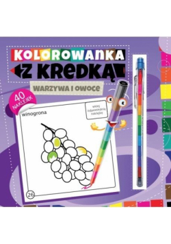 Kolorowanka z kredką. Warzywa i owoce