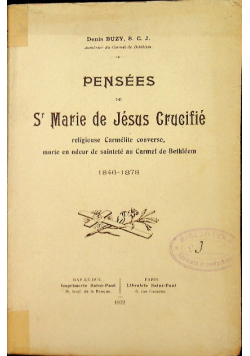 Pensees Sr Marie de Jesus Crueifie 1922 r.