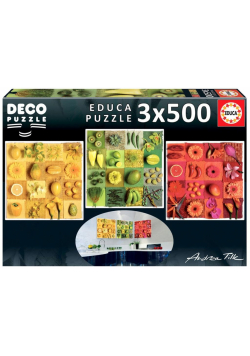 Puzzle 3x500 Kwiaty, owoce, warzywa G3