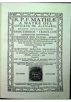 R P F Mathiae a Matre Dei Pars VII Reprint z 1729 r.