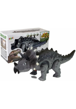 Dinozaur na baterie Triceratops szary
