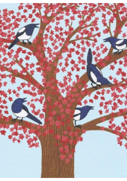 Karnet 17x14cm z kopertą Magpies in a Cherry Tree