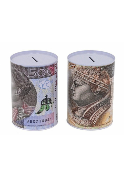 Skarbonka metalowa banknoty złoty polski MIX
