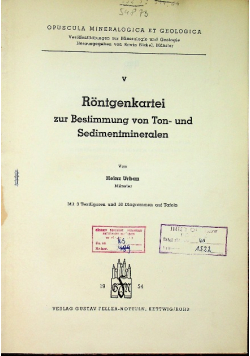 Rontgenkartei zur Bestimmung von Ton- und Sedimentmineralen