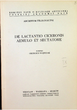 De Lactantio Ciceronis Aemulo et Sectatore