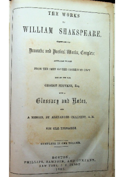 The Works of William Shakspeare Comprising His Dramatic