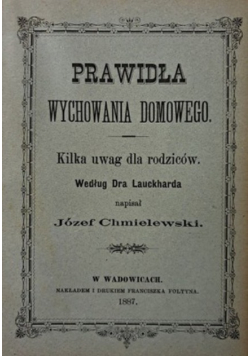 Prawidła wychowania domowego 1887 r.