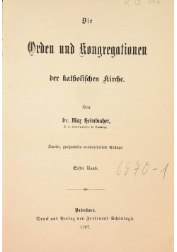 Die Orden und Kongregationen der Katholischen Kirche 1907 r.