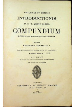 Historicae et Criticae Introductionis in U T Libros Sacros Compendium 1924 r.