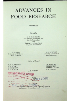 Advances in Food Research Volume 20