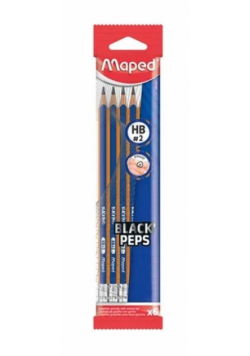 Ołówek z gumką Blackpeps blue HB 6szt MAPED