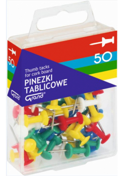 Pinezki tablicowe kolorowe 50szt GRAND