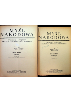 Myśl Narodowa Rok 1934 tom 1 i 2 1934 r.