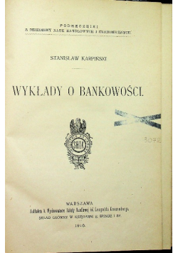 Wykłady o bankowości 1916 r.