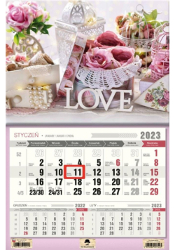 Kalendarz 2023 Trójdzielny jednodzielny Love