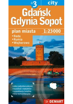 Gdańsk, Gdynia, Sopot  plus 3 - plan miasta Demart