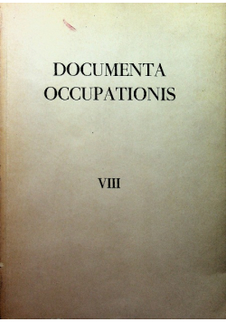 Documenta occupationis  VIII